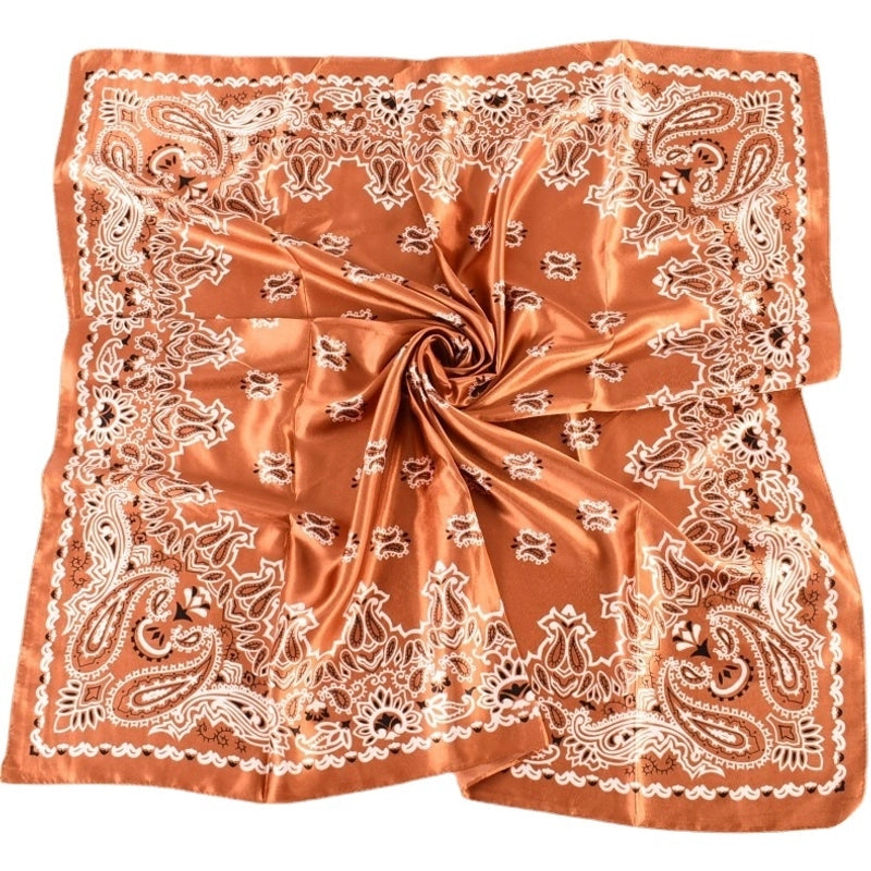 Women's Fashion Geometric Color Block Satin Silk Scarves