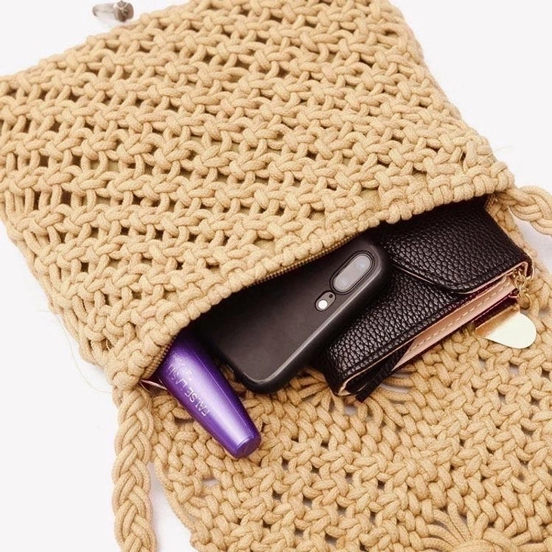 Women's Small Straw Square Bag Crossbody Bag Shoulder Bag