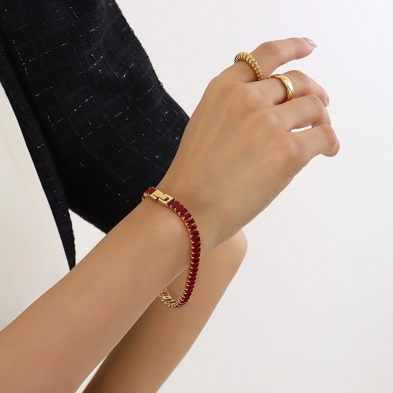Geometric Titanium Steel Splicing Zircon Bracelets Necklace