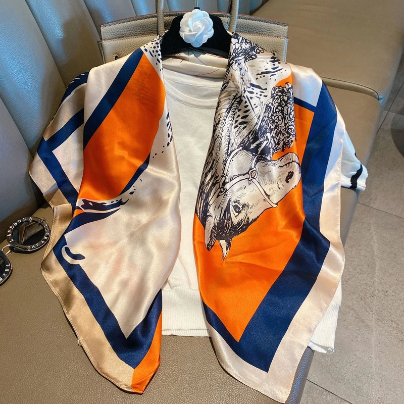 Women's Elegant Minimalist Printing Silk Printing Silk Scarf