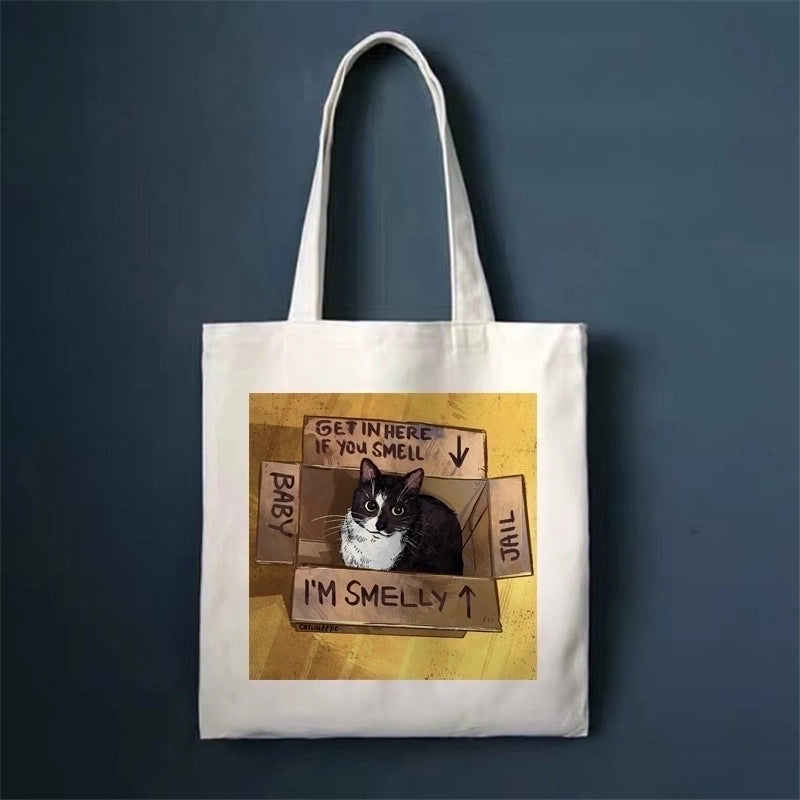 Women's Minimalist Cat Shopping Bags