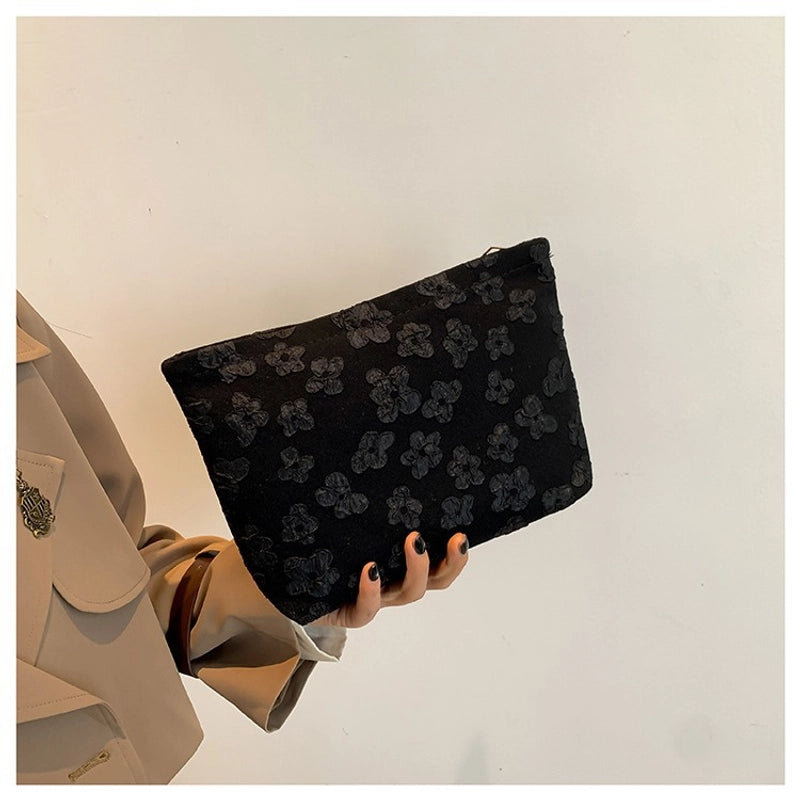 Black White Pink Flower Square Clutches