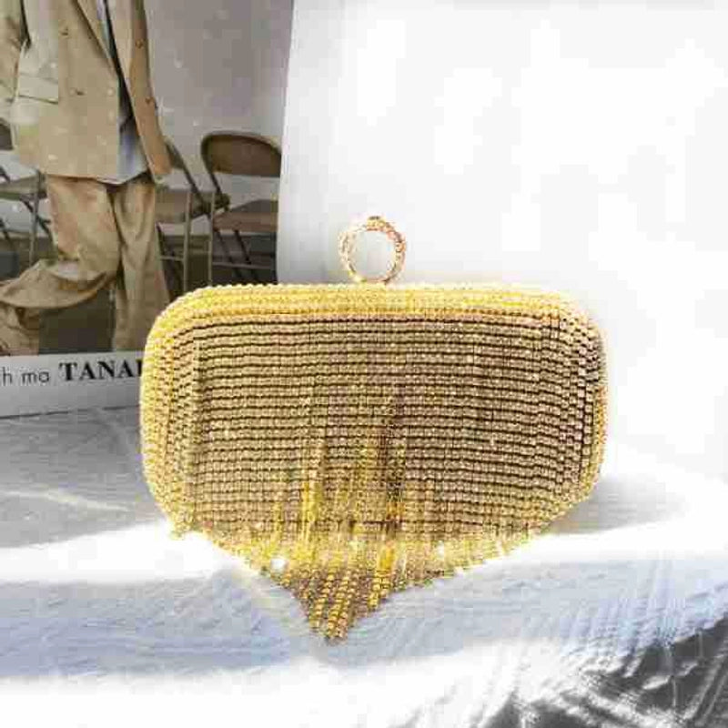 Rhinestone Solid Color Chain Square Evening Bags