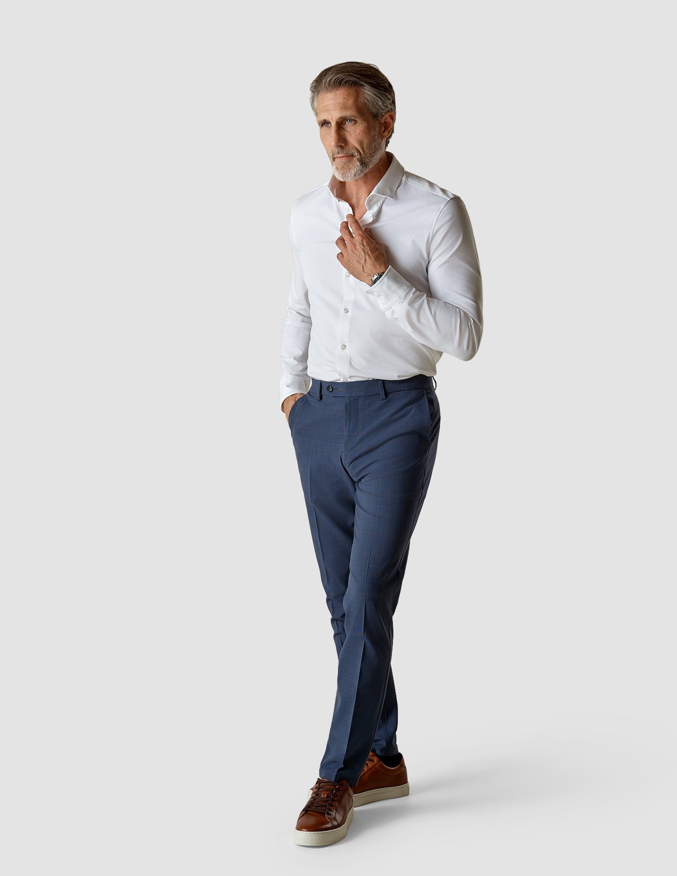 Suit Pants Slim Royal Blue Check