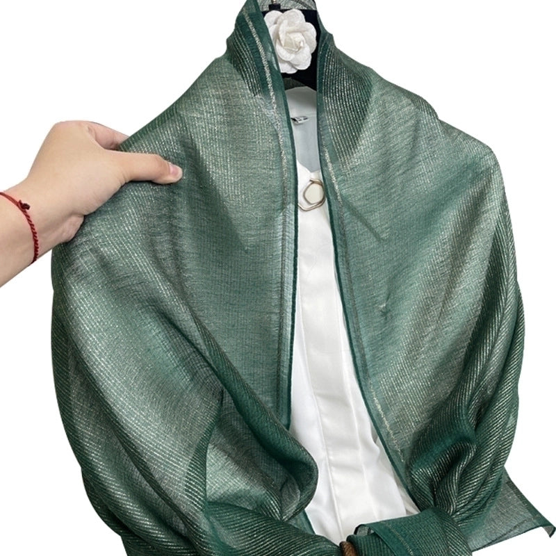 Women's Elegant Solid Color Polyester Silk Scarf