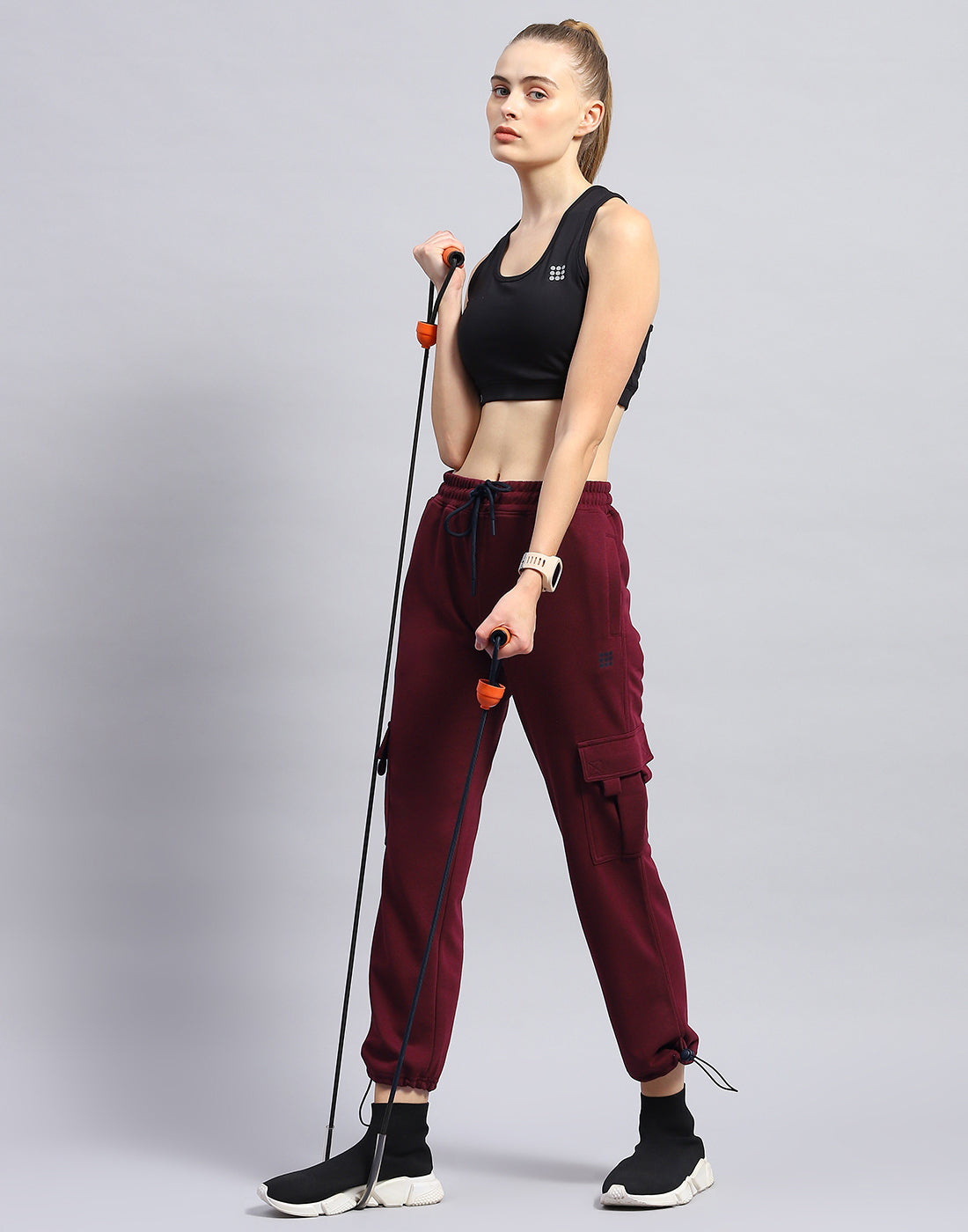 Women Maroon Solid Regular Fit Lower