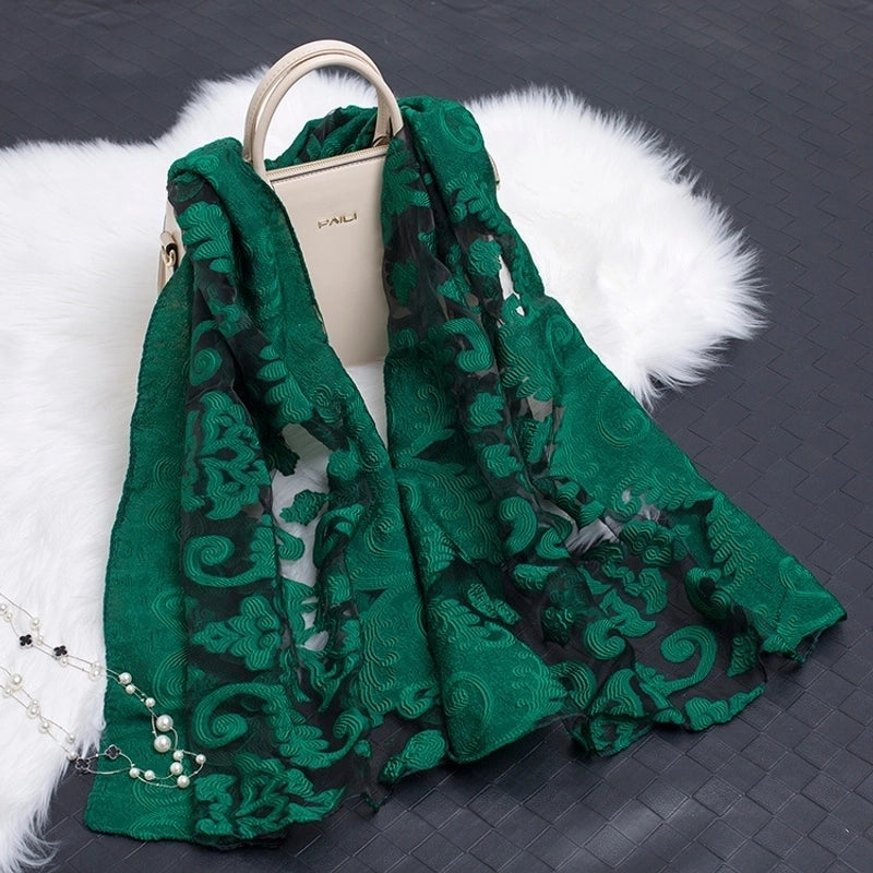 Women's Minimalist Color Block Organza Scarf