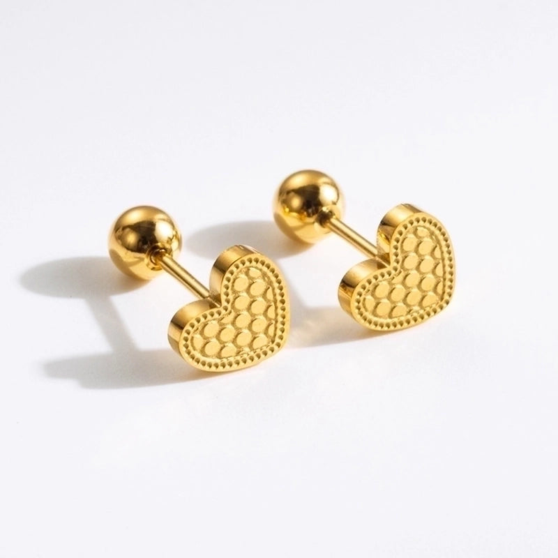 1 Pair Commute Rabbit Heart Shape Crown 304 Stainless Steel 18K Gold Plated Ear Studs