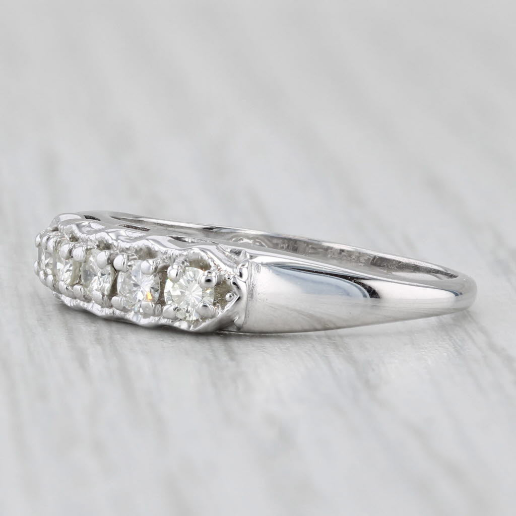 Vintage 0.35ctw Diamond Wedding Band 14k White Gold Size 8 Stackable Ring