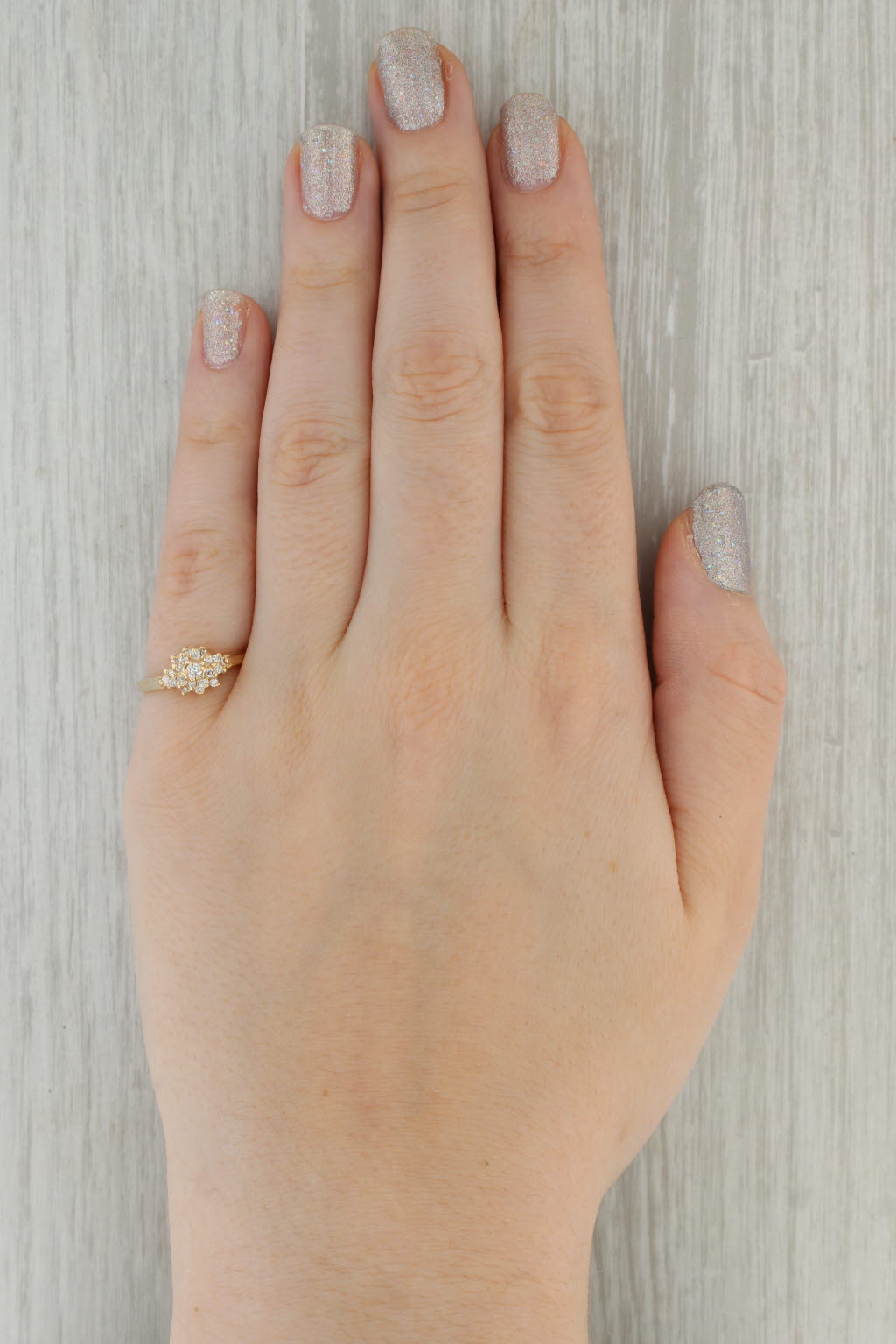 0.23ctw Diamond Cluster Engagement Ring 14k Yellow Gold Size 7.25