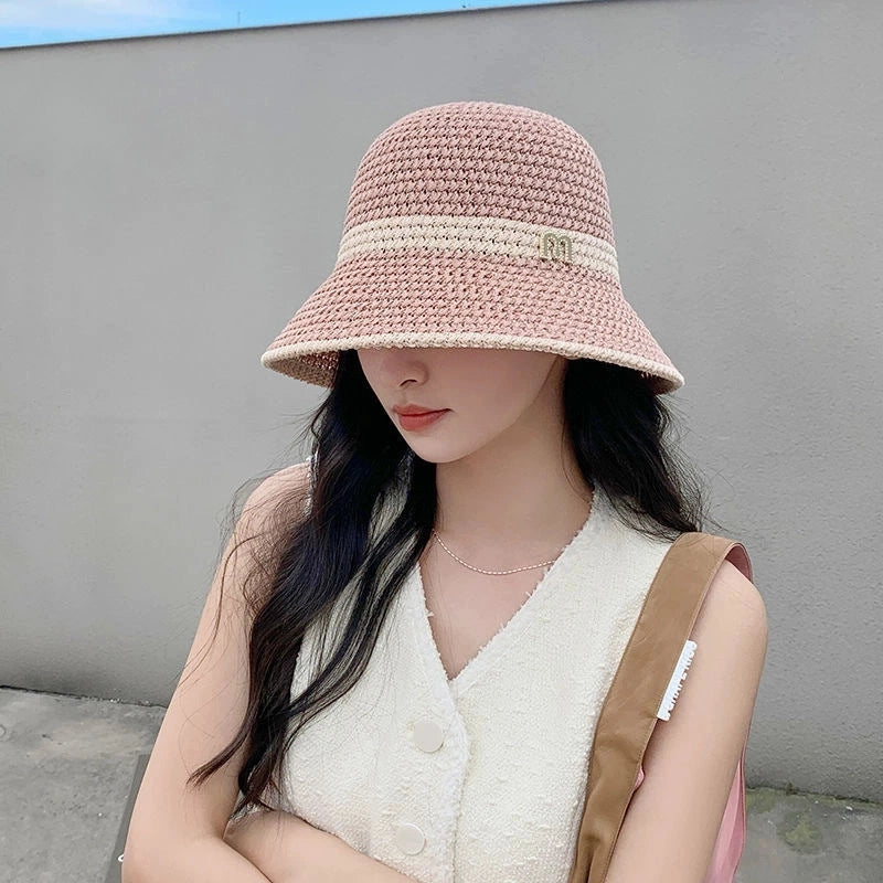 Fisherman Hat Women's Autumn And Winter Big Head Circumference Face-looking Small Bucket Hat Plain Warm Face-covering Plush Basin Hat For Women