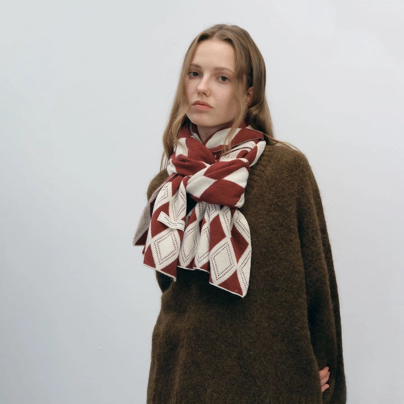 Women's Casual Vintage Style Classic Style Lingge Imitation Cashmere Acrylic Scarf