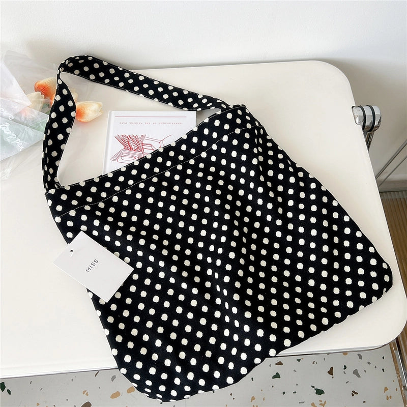 Women's Medium Canvas Flower Basic Classic Style Square Open Canvas Bag