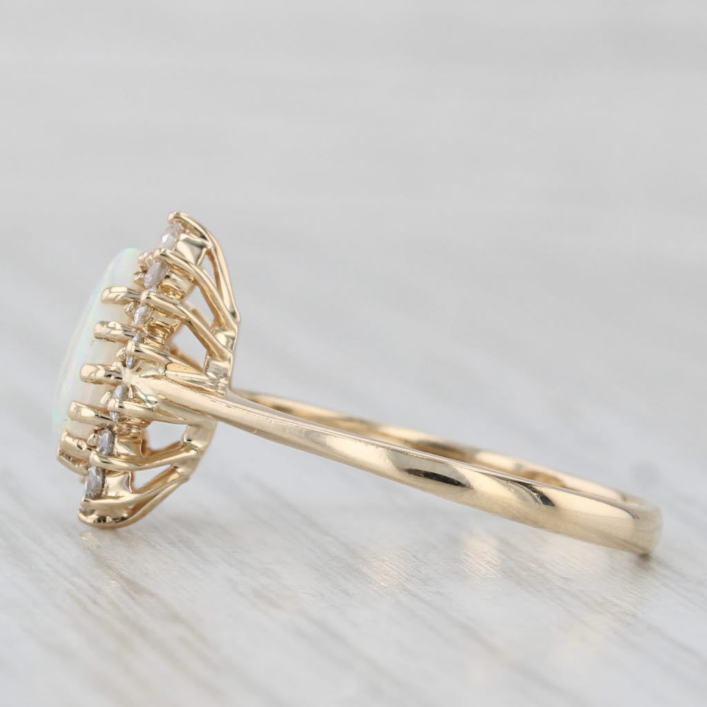 Pear Opal Diamond Halo Ring 14k Yellow Gold Size 8 Teardrop