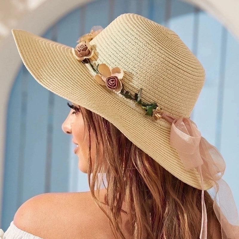 Unisex Fashion Flowers Straw Hat