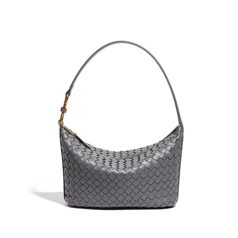 Women's Medium Pu Leather Solid Color Vintage Style Classic Style Dumpling Shape Zipper Straw Bag