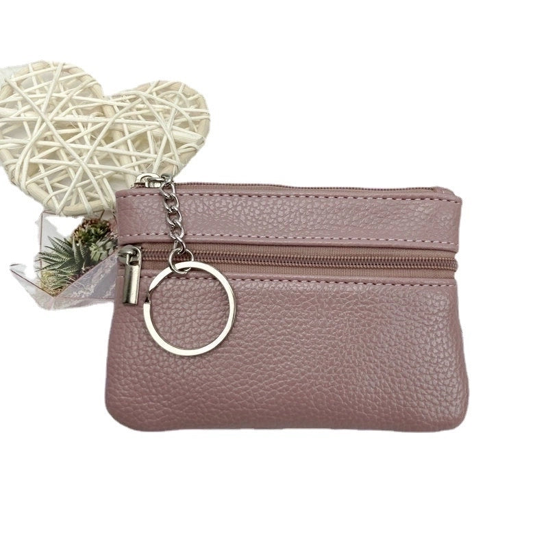 Women's Solid Color Pu Leather Zipper Coin Purses