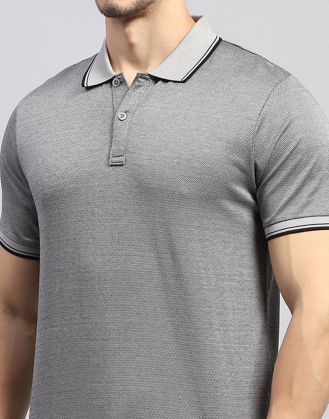 Men Grey Solid Polo Collar Half Sleeve T-Shirt