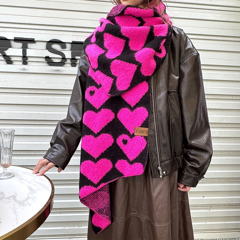 Women's Basic Classic Style Heart Shape Polyester Scarf