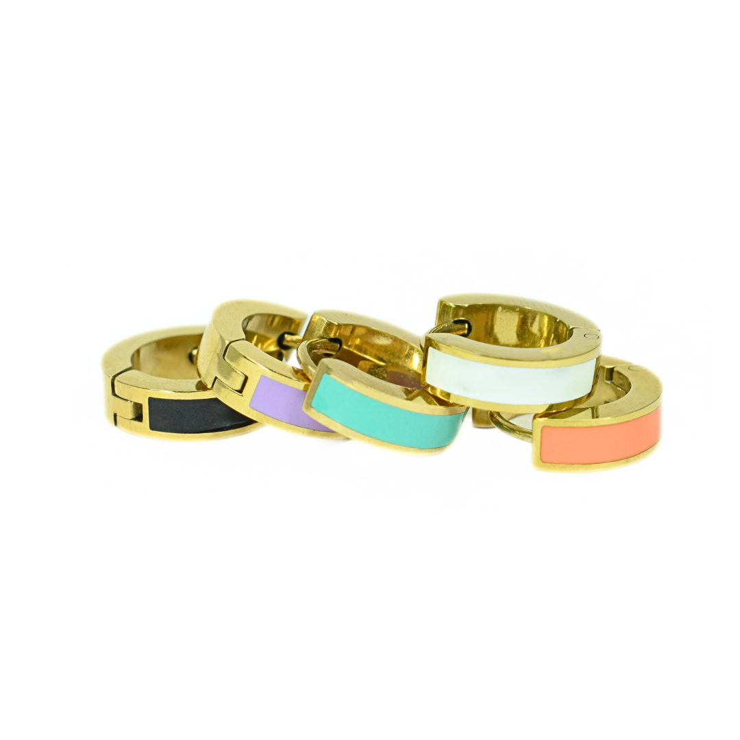 10mm Black hoops - Gold