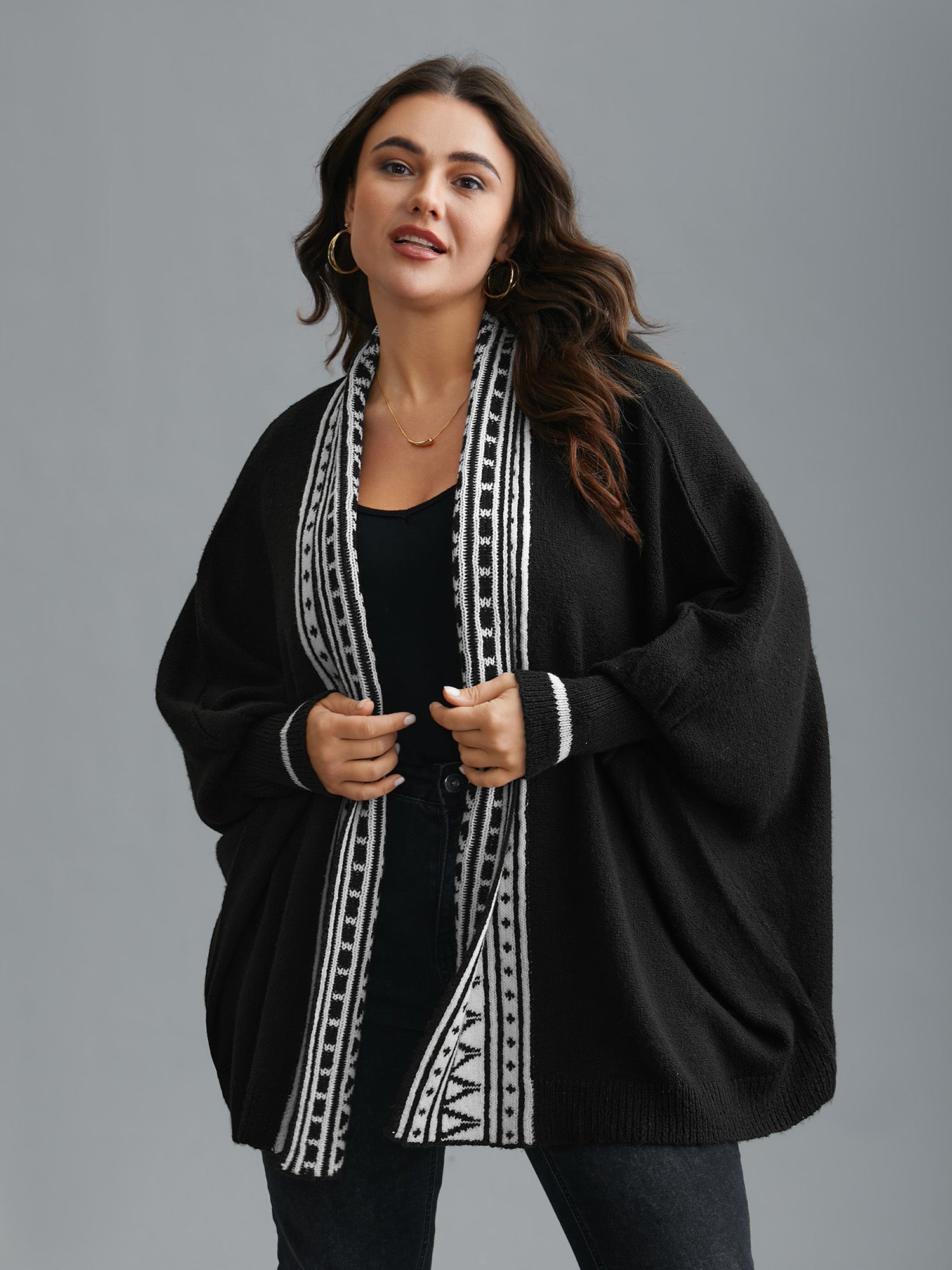 Dolman Sleeves Kimono Collar Cardigan