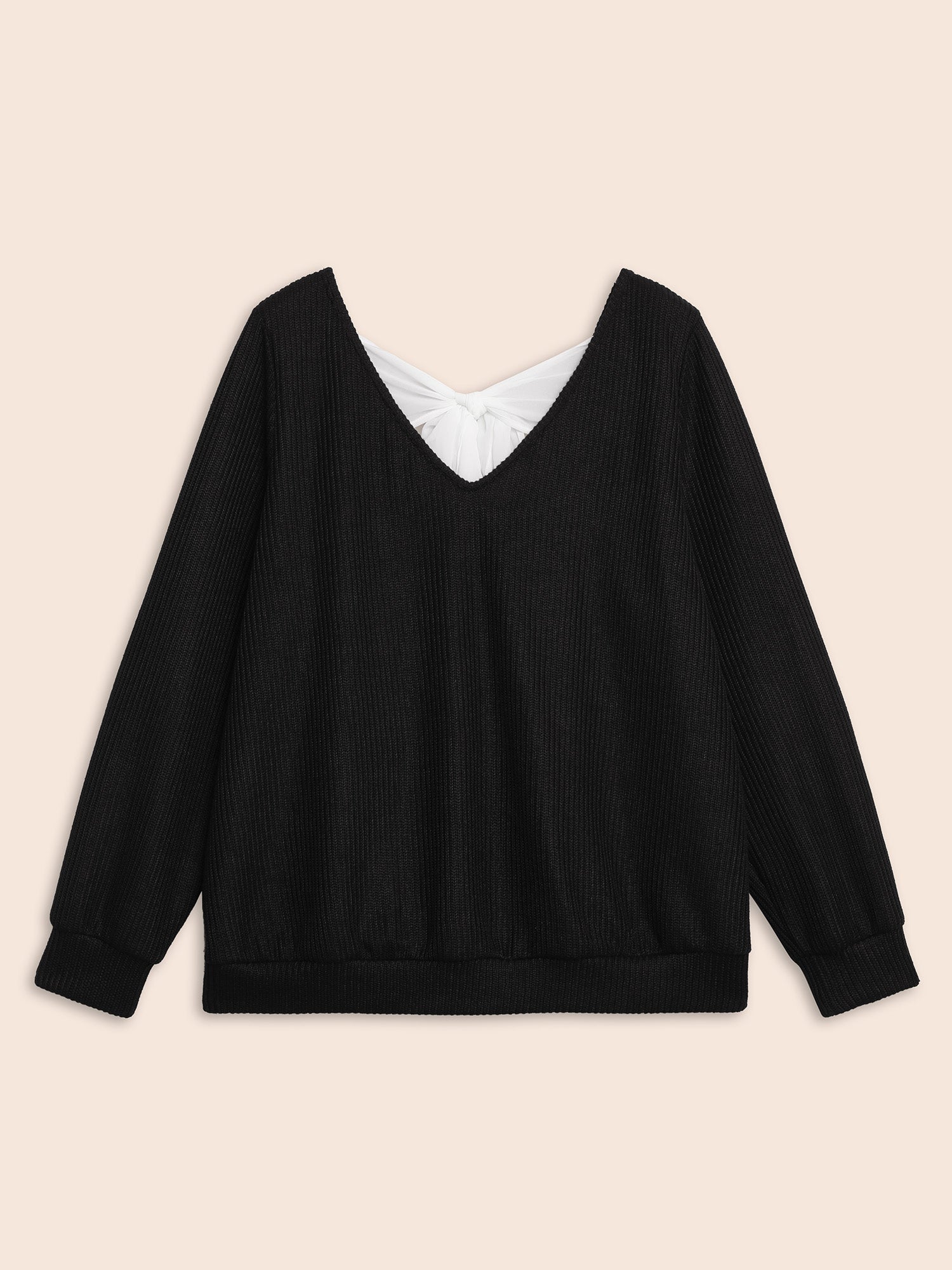 Textured Contrast Tie Knot Sweatshirt