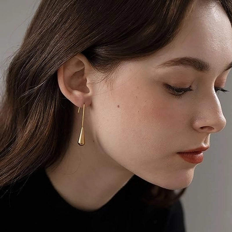 1 Pair Casual Elegant Minimalist Solid Color Polishing Plating Stainless Steel 18k Gold Plated Drop Earrings
