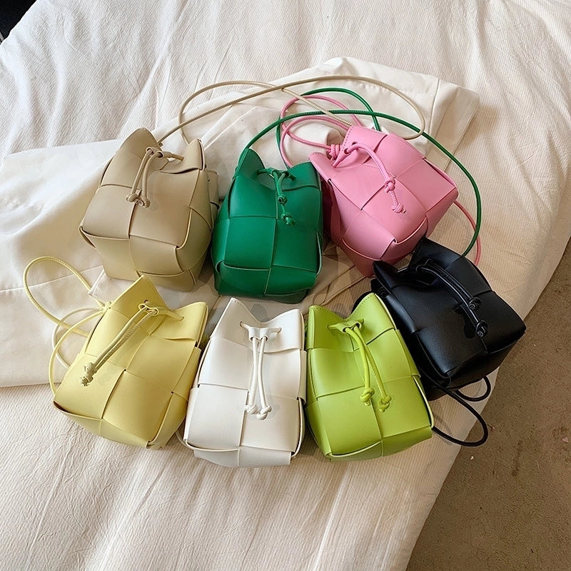 Women's Mini All Seasons Pu Leather Solid Color Classic Style Bucket String Bucket Bag