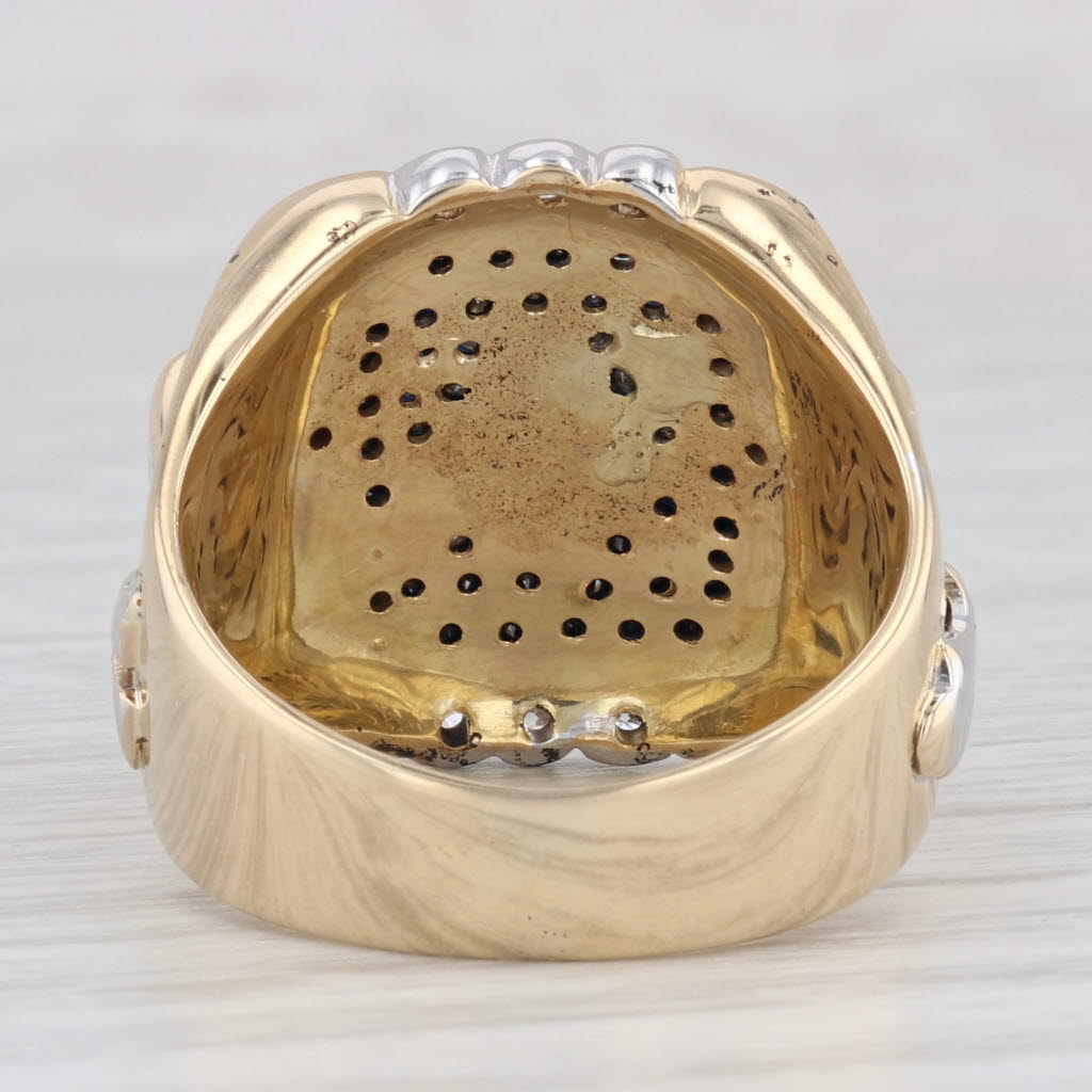 0.62ctw Black White Diamond Masonic Ring 18k Gold Square Compass Blue Lodge