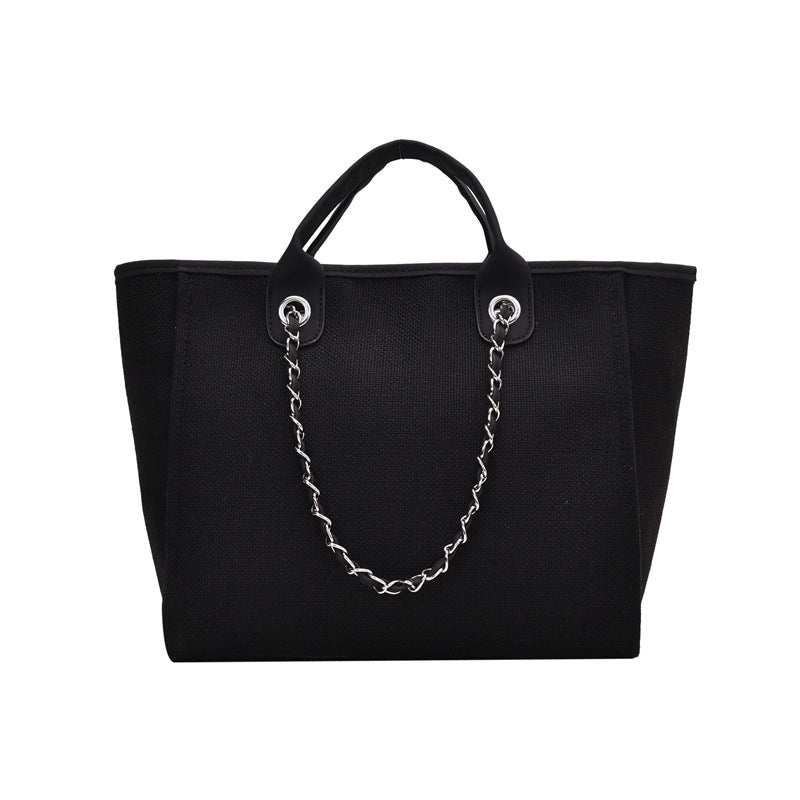 Women's Large Canvas Solid Color Streetwear Square Zipper Shoulder Bag Handbag Tote Bag