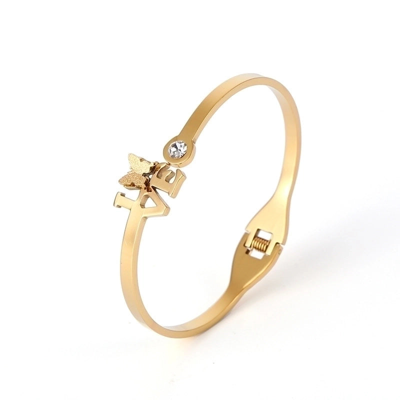 2 Pieces Fashion Geometric Stainless Steel Plating Zircon Bangle