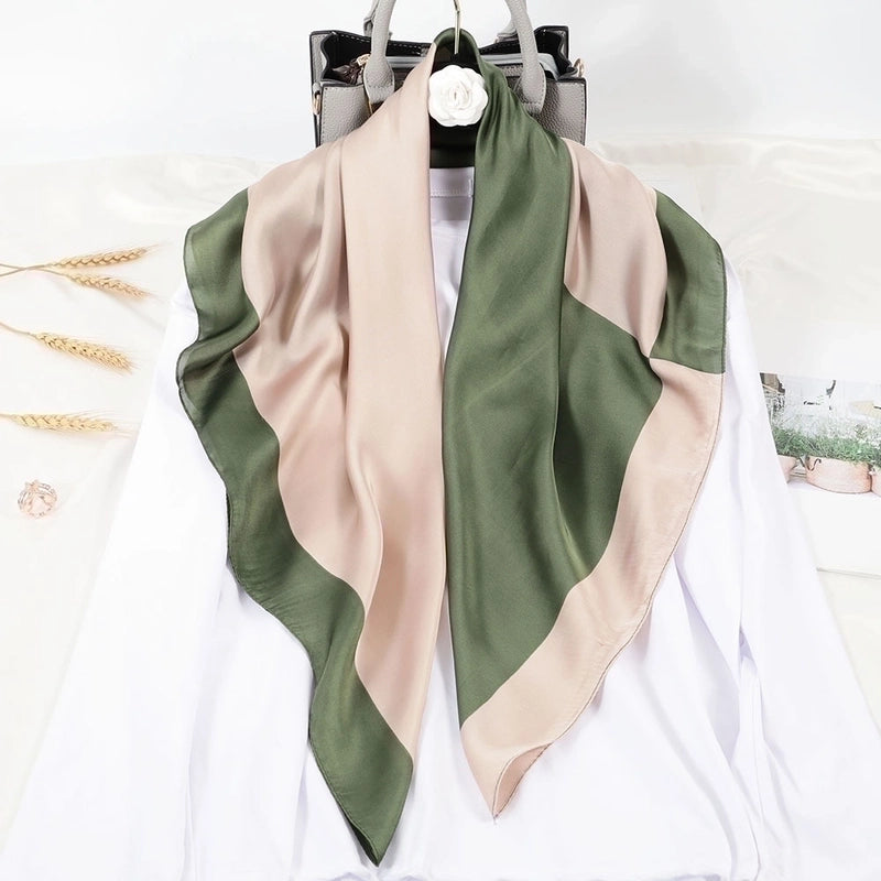 2 Pieces Women'S Ig Style Minimalist Color Block Flower Satin Silk Scarf
