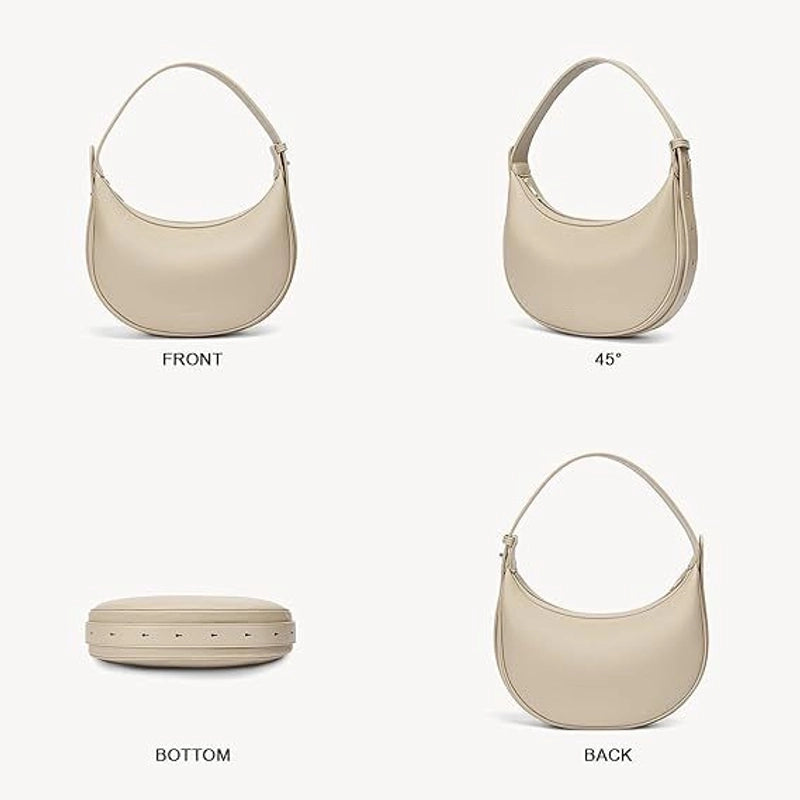 Women's Pu Leather Solid Color Basic Classic Style Dumpling Shape Zipper Underarm Bag