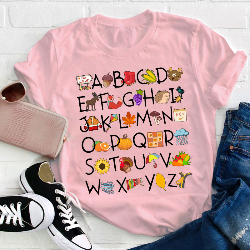 Fall Alphabet Teacher T-Shirt