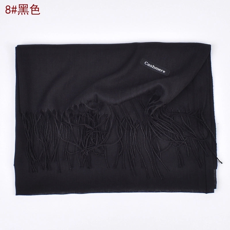 Women's Fashion Tassel Solid Color Imitation Cashmere Winter Scarves