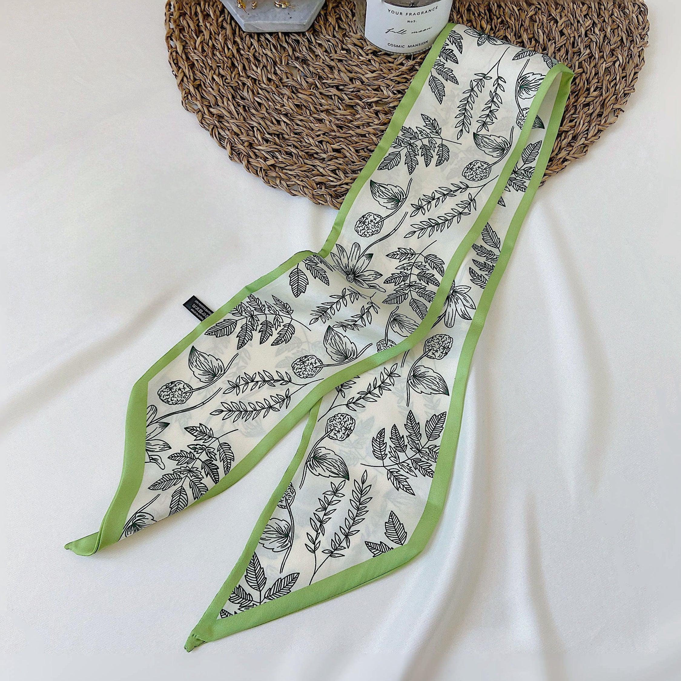 Botanical Pattern Silk Scarf