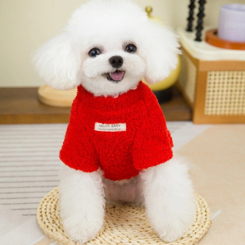 Casual Coral Fleece Solid Color Pet Clothing