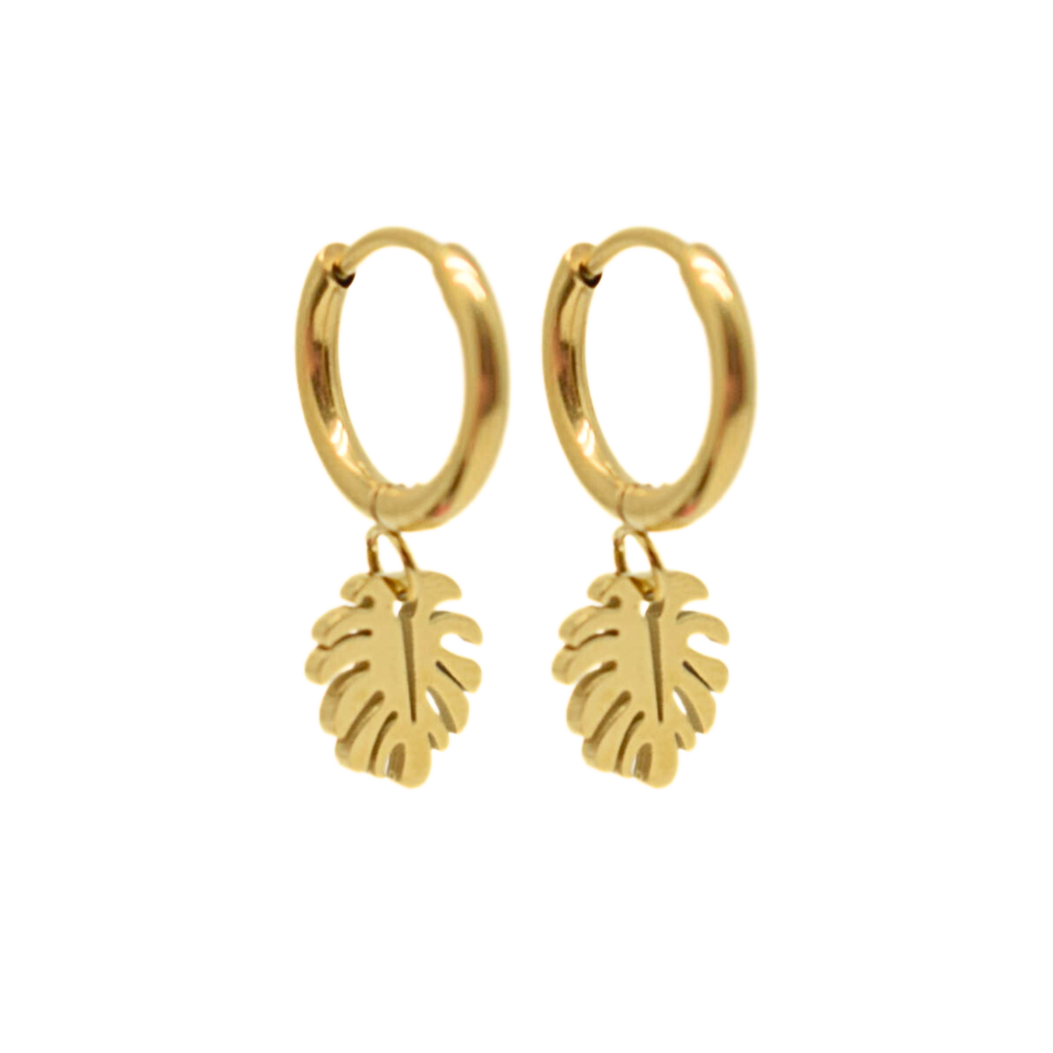 tropical leaf hoops - Gold