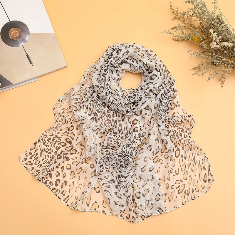 Sand Scarf Summer Small Scarf Dual-use Small Scarf Classic Leopard Chiffon Scarf Women Thin Shawl