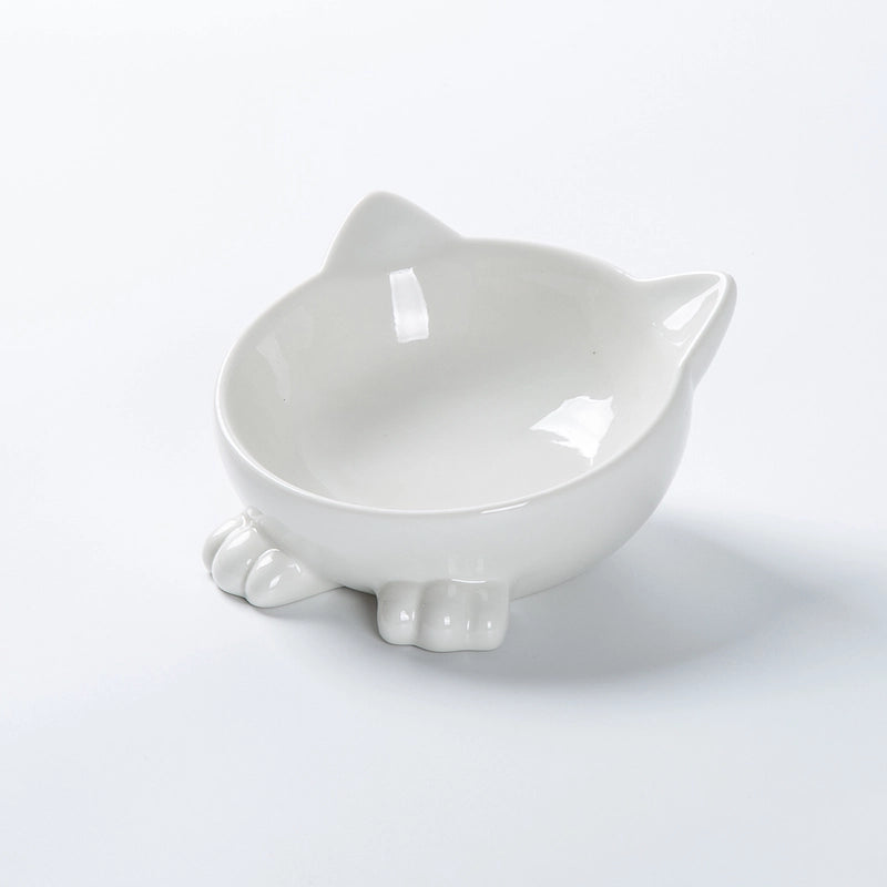 Cat Bowl Ceramic Goblet Pet Bowl Oblique Mouth Cat Bowl Animal Easy Cleaning Cute Ceramic Pet Food Bowl