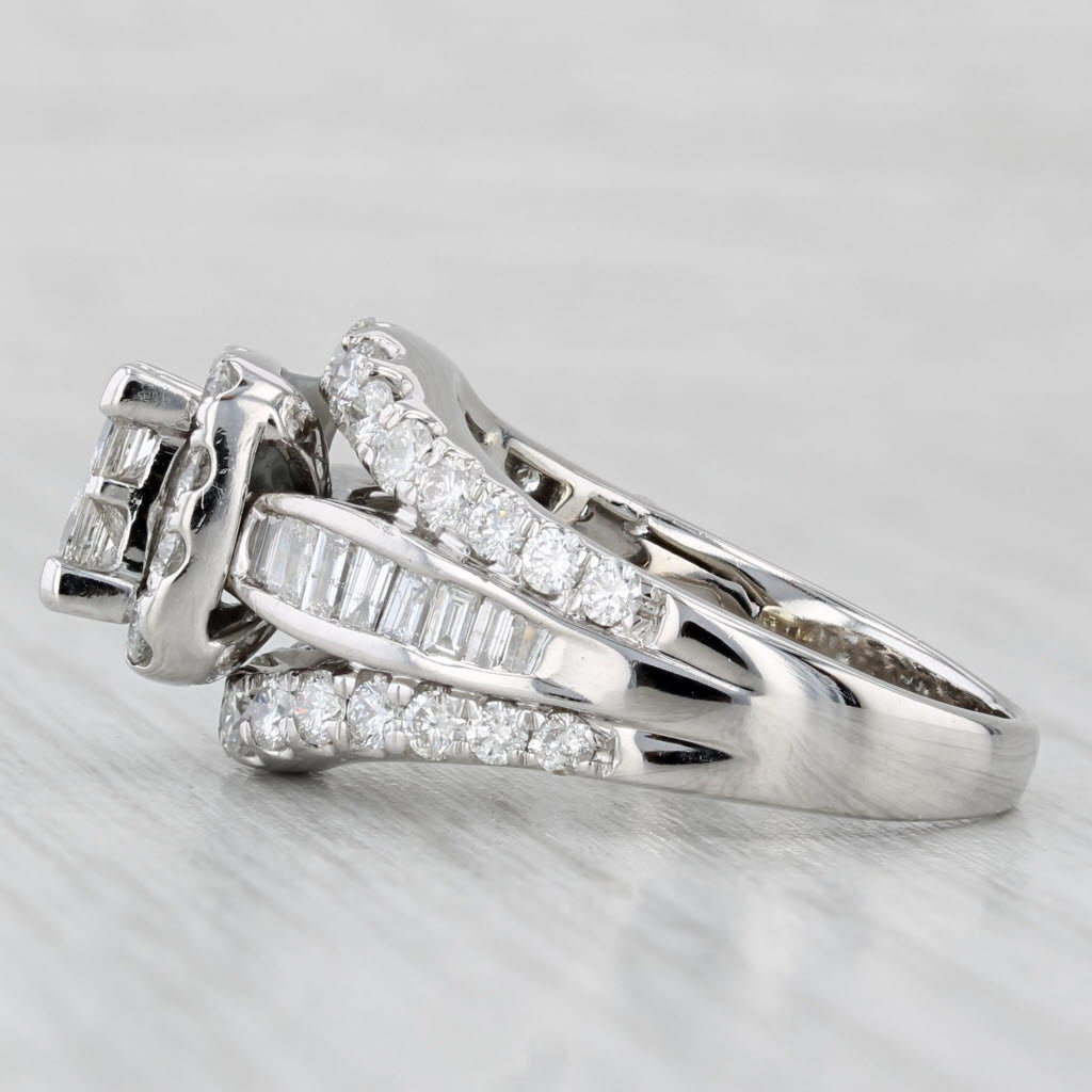 2.78ctw Diamond Halo Bridal Ring 14k White Gold Size 8.5