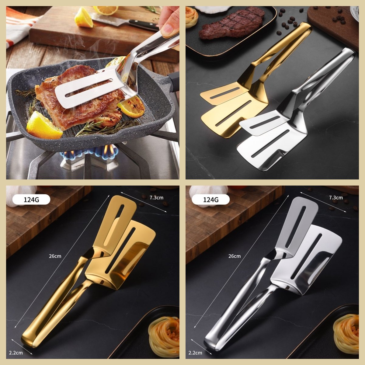 Multifunctional steak tongs