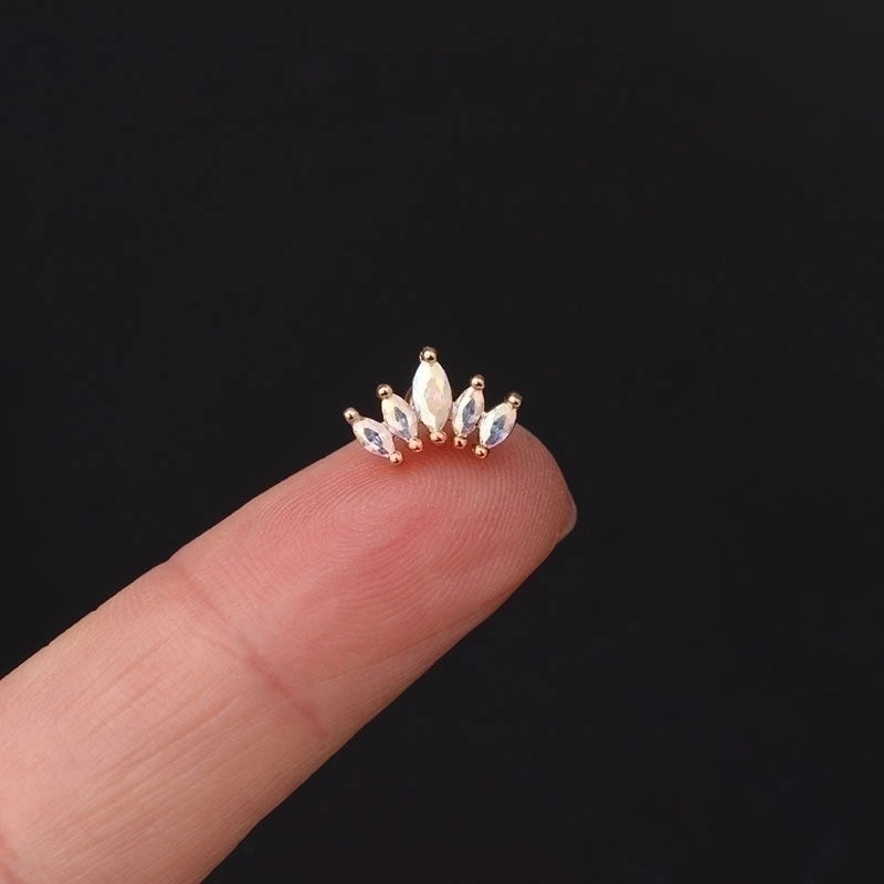 Ear Cartilage Rings & Studs Crown Copper Plating Artificial Gemstones