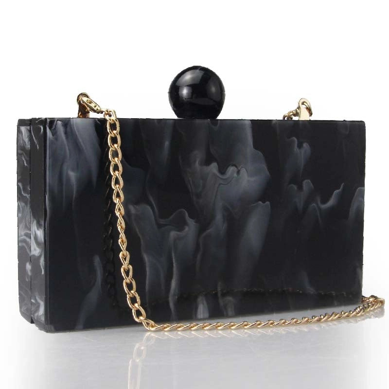 Pink Sky Blue Yellow Arylic Marble Square Evening Bags