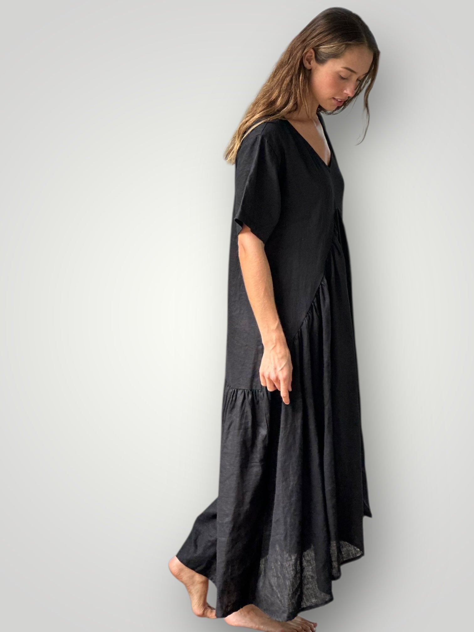 sophia dress -black linen