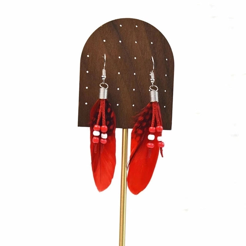 3 Pieces Explosions Long Tassel Feather Earrings Bohemian Ethnic Style Retro Earrings