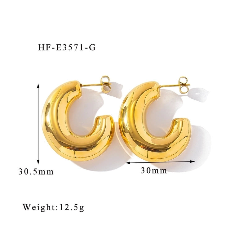 1 Pair Minimalist Classic Style U Shape Heart Shape Plating 316L Stainless Steel  Ear Studs