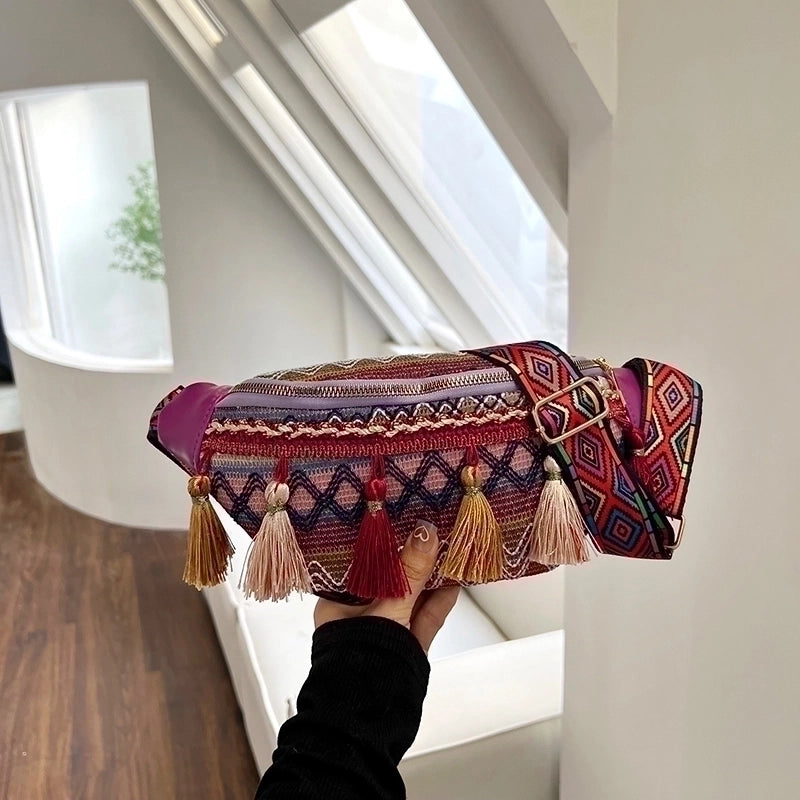 Women's Vacation Geometric Color Block Cloth Waist Bags