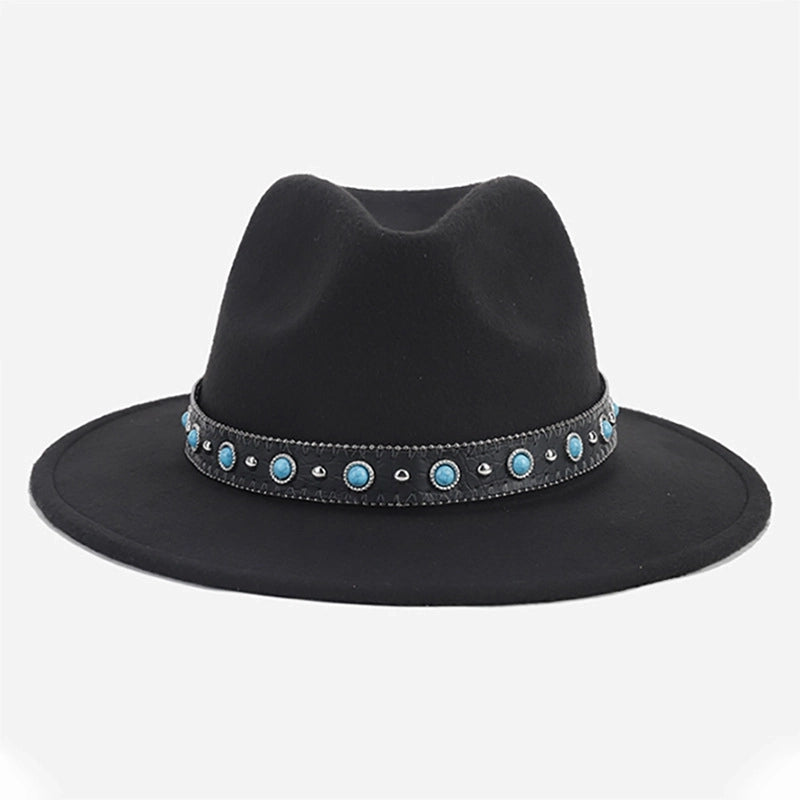 New Black Hat Panama Hat Western Denim Jazz Hat Vintage Felt Hat