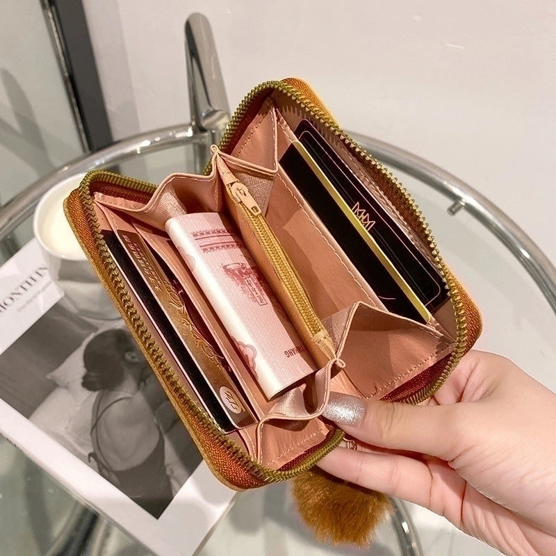 Women's Color Block Pu Leather Zipper Wallets